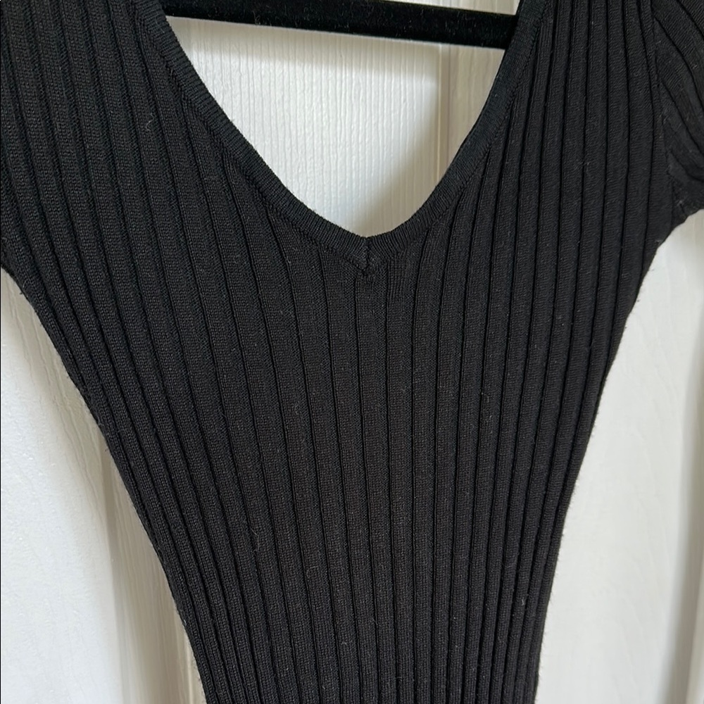 PLT Black Ribbed Midi Dress - Picture 4 of 5